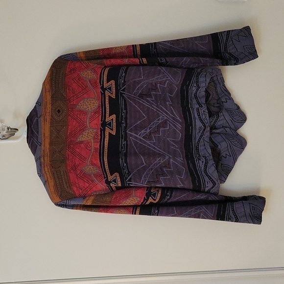 VTG Southwestern Tuxedo Mandarin Collar Button Down Long Sleeve Shirt Large - Picture 4 of 4